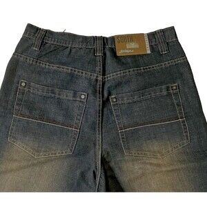 Southpole Vintage Y2K Jeans Mens 32x33 Gradient Blue Baggy Wide Leg Gold Tab